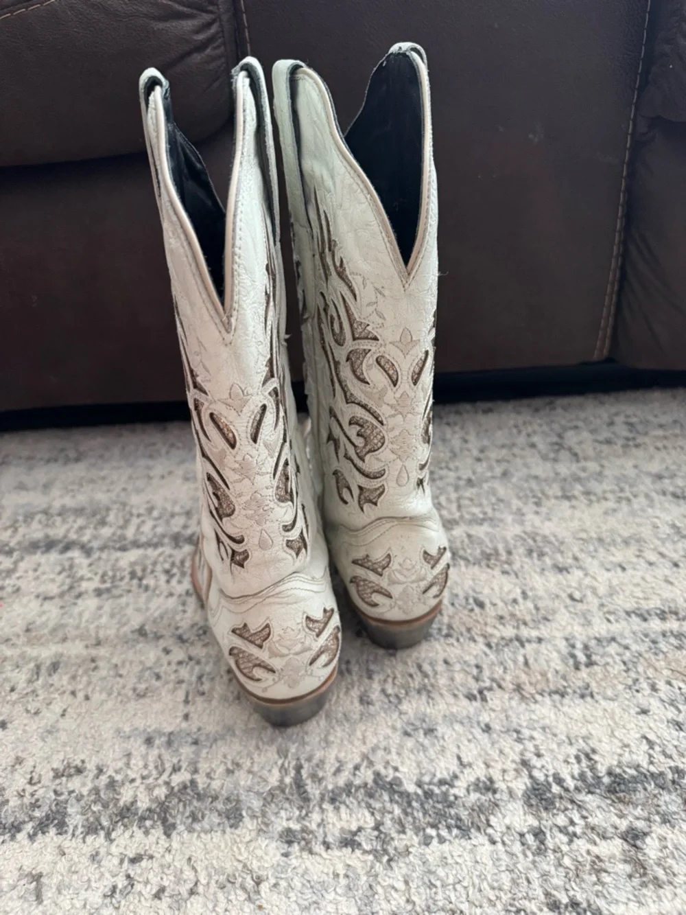 J.B. Dillon White Embroidered Western Ankle Boots - Picture 3 of 5
